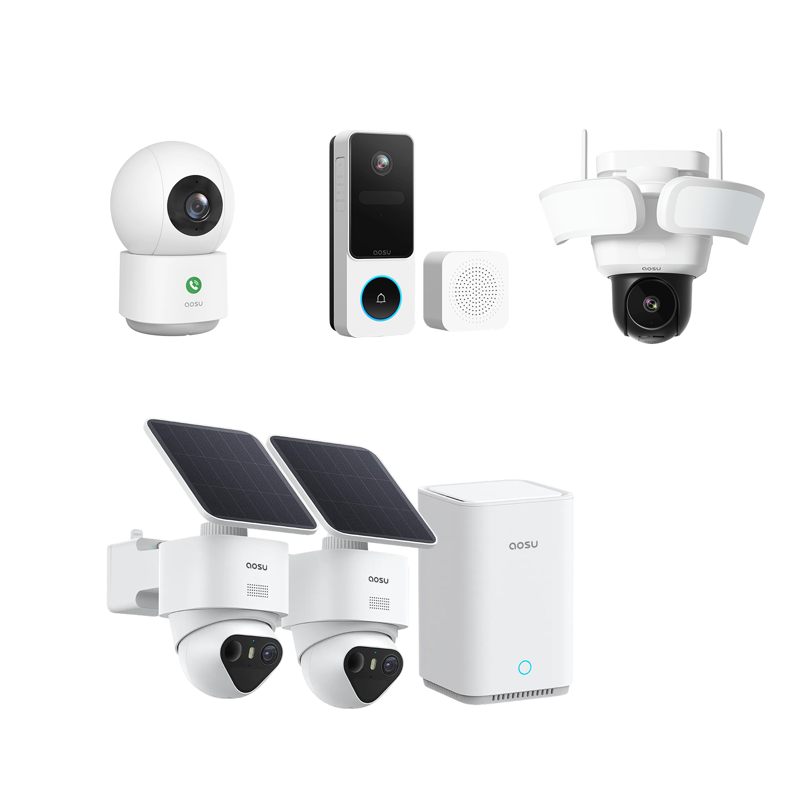 SolarCam T2 Ultra (New aosuBase System) + Video Doorbell SE + Floodlight Cam Pro + IndoorCam P1 Pro